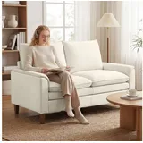 Homcom Loveseat Doppelschicht-Polsterung 84 x 95 x 146 cm Weiß mit Kissen