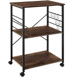 Tectake Servierwagen Rugby 65,5x45,5x88,5cm Industrial Holz Dunkel, Rustikal