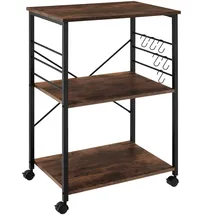 Tectake Servierwagen Rugby 65,5x45,5x88,5cm Industrial Holz Dunkel, Rustikal