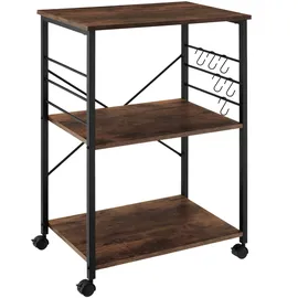 Tectake Servierwagen Rugby 65,5x45,5x88,5cm Industrial Holz Dunkel, Rustikal