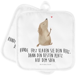 Mr. & Mrs. Panda Topflappen Hund Liebe - Weiß - Geschenk, Topflappen lustig, Hundeliebe, Topflapp, (1-tlg) weiß