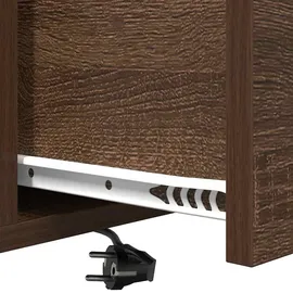 vidaXL Nachttisch mit Ladestation Braune Eiche Holzwerkstoff