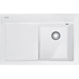 Franke MYTHOS MTK 611-78 Einbauspüle / Keramik / Glacier / Becken Links / Druckknopf / 45 cm