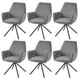 Mendler Esszimmerstuhl HWC-G67 Samt dunkelgrau 6er Set