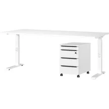 Germania Büromöbel-Set GERMANIA "Mailand", weiß, B:180cm, Holzwerkstoff, Metall, Arbeitsmöbel-Sets, Büromöbel-Set, inkl. Schreibtisch und Rollcontainer