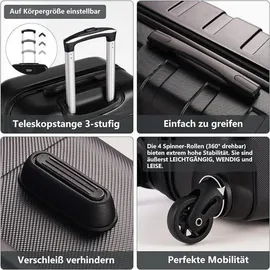 ouzzo LuxusKollektion Premium 4-Rollen Cabin 55 cm / 40 l schwarz
