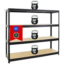 Proregal Schwerlastregal Holz 200 x 180 x 60 cm schwarz unbestückt