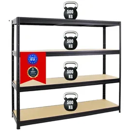 Proregal Schwerlastregal Holz 200 x 180 x 60 cm schwarz unbestückt