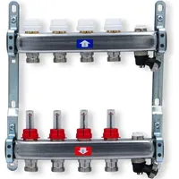 Sanpro Fußbodenheizungsverteiler Edelstahl - Topmeter für 4 Heizkreise ohne