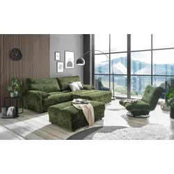 Ecksofa ED EXCITING DESIGN "Princeton L-Form", grün (oliv), B:261cm H:95cm T:193cm, 100% Polyester, Sofas, frei im Raum stellbar