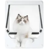 Haustierklappe 4 Wege, Cat Flap Klappe für Katze, Katzentür für Fenster, Katzentür, Katzentür Innen, Katzenklappe Weiß, Katzenklappe Tür, 26 x 24 cm, für Innen Außentür, Fenster, Wand