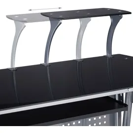 Relaxdays Computertisch Glas, Tastaturauszug & Fach für Rechner, HBT: 98 x 105 x 55 cm, modern, Arbeitszimmer, schwarz