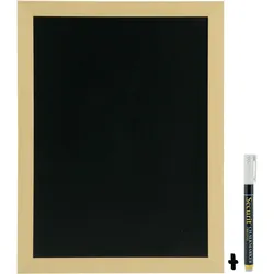 Securit® Woody Kreidetafel – Holzoptik Lackiert – Weißer Kreidemarker + Montageset Inklusive – 30x40 cm
