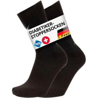 Tiedtke-Medical Diabetiker Socken für Herren & Damen - Antirutsch Stoppersocken ohne Gummibund, Patentierte Sanitized® Rutschfeste Ausführung - 2 Paar - 44-46