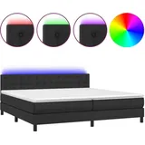 vidaXL Boxspringbett mit Matratze & LED Schwarz 200x200 cm Kunstleder