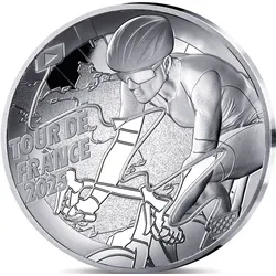 Silber-Euromünze „Tour de France: 50 Jahre Zielankunft – Etappenkarte“