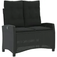 VidaXL Gartenbank Verstellbar mit Kissen Schwarz Poly Rattan