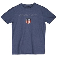 GANT Jungen T-Shirt - Teen Boys SHIELD Logo, Kurzarm, Rundhals, Baumwolle, uni Blau Melange 122/128