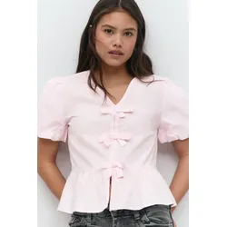 Gina Tricot - Y tie peplum top - Oberteile - Rosa - 170 - Mädchen - Rosa - 170