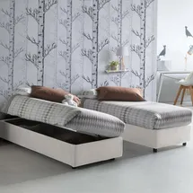Talamo Italia Einzelbett, Anita, Containerbett mit Kunstlederbezug, 100% Made in Italy, seitliche Öffnung, inklusive Matratze cm, Weiß - Talamo Italia