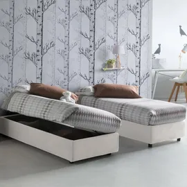 Talamo Italia Einzelbett, Anita, Containerbett mit Kunstlederbezug, 100% Made in Italy, seitliche Öffnung, inklusive Matratze cm, Weiß - Talamo Italia