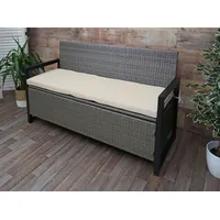 Mendler Poly-Rattan 3er Sitzbank HWC-F39, Gartenbank Truhenbank, Staufach Aufbewahrung