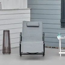 Outsunny Schaukelstuhl Schaukelliege mit Kopfkissen Gartenliege Schwungliege bis 160 kg belastbar Texteline Grau 61 x 160 x 79 cm