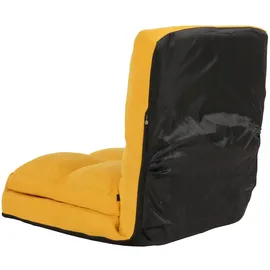 Mendler Bodensessel HWC-N45, Schlafsessel Klappsessel Funktionssessel, Schlaffunktion faltbar Stahlrahmen Samt ~ gelb