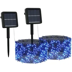 vidaXL Solar-Lichterketten 2 Stk. 2x200 LEDs Blau Indoor Outdoor