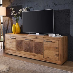 TV Board aus Wildeiche Massivholz rustikalen Look