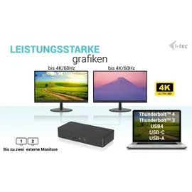 iTEC i-tec USB-C Pro Dock - Dual 4K Display Docking Station Generation 2 + Power Delivery 100W PD