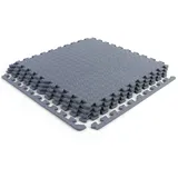 RAMROXX Fitnessboden Riffelblech Puzzle Sportmatte Grau 61x61cm 10mm 4 Stück