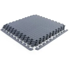 RAMROXX Fitnessboden Riffelblech Puzzle Sportmatte Grau 61x61cm 10mm 4 Stück