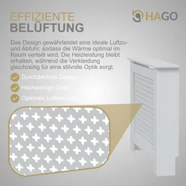 Hago Heizkörperverkleidung Holz 112x19x82cm Weiß Wabenmuster