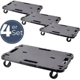 GarPet 4x Transportroller Rollbrett Transportrollen Rollbrett Werkstatt Pflanzen Rollbretter Transport Möbelrollen flach Pflanzenroller eckig