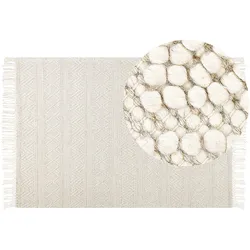 Teppich Wolle beige 160 x 230 cm geometrisches Muster PERTEK