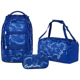 Satch Pack Schulrucksack Set 3tlg. inkl. Schlamperbox und Sporttasche (Vibrant Blue)