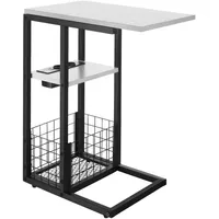 Tectake Laptop-Beistelltisch Rhea, C-Form, mit Ladestation weiß