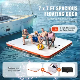 Vevor Aufblasbares Schwimmdock orange 2,13 x 2,13 m