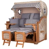 Mr. Deko bene,iving Strandkorb Komplettset Ammersee Grande XL Teak PE shell Modell 545 inkl. Liftersystem
