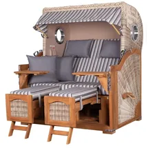 Mr. Deko bene,iving Strandkorb Komplettset Ammersee Grande XL Teak PE shell Modell 545 inkl. Liftersystem