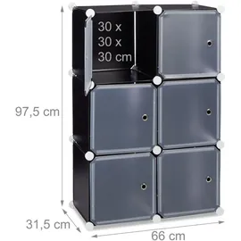 Relaxdays Regalsystem 6 Türen 98 x 66 x 32 cm Schwarz