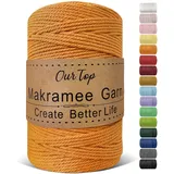 OurTop Premium Makramee Garn Gelb, 3mm x 300m Macrame Cord Makramee Schnur Makramee Kordel, Garn für DIY Handwerk, Weben Dekoration, Hängepflanze Pflanze Aufhänger