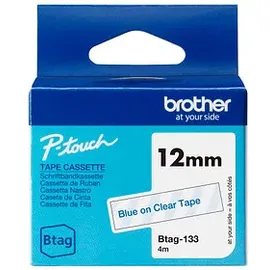 Brother Btag-133 12mm x 4m blau auf transparent nicht laminiert