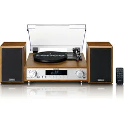 Lenco MC-160WD - HiFi Stereoanlage mit Plattenspieler, DAB+/FM-Radio und Bluetooth® - Holz