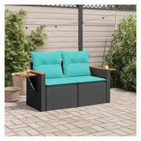 vidaXL Gartensofa 2-Sitzer schwarz