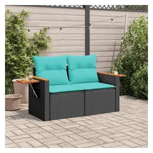 vidaXL Gartensofa 2-Sitzer schwarz