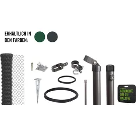 GAH Alberts Alberts Maschendrahtzaun Komplettset mit Bodenhülsen, anthrazit-metallic 0,8 m