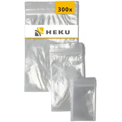 HEKU 300 Stück Zipper Beutel - Wiederverwendbare & stabile Druckverschlussbeutel, langfristig aromadicht & auslaufsicher für vielseitige Anwendungen