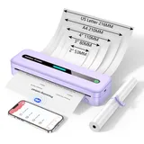 ASprink Mobiler Drucker, Thermodrucker A4 M832 Tragbarer Drucker Nur Thermopapier, 300DPI Bluetooth Portable Printer A4 für Unterwegs Kompatibel mit Android und iOS - Lila